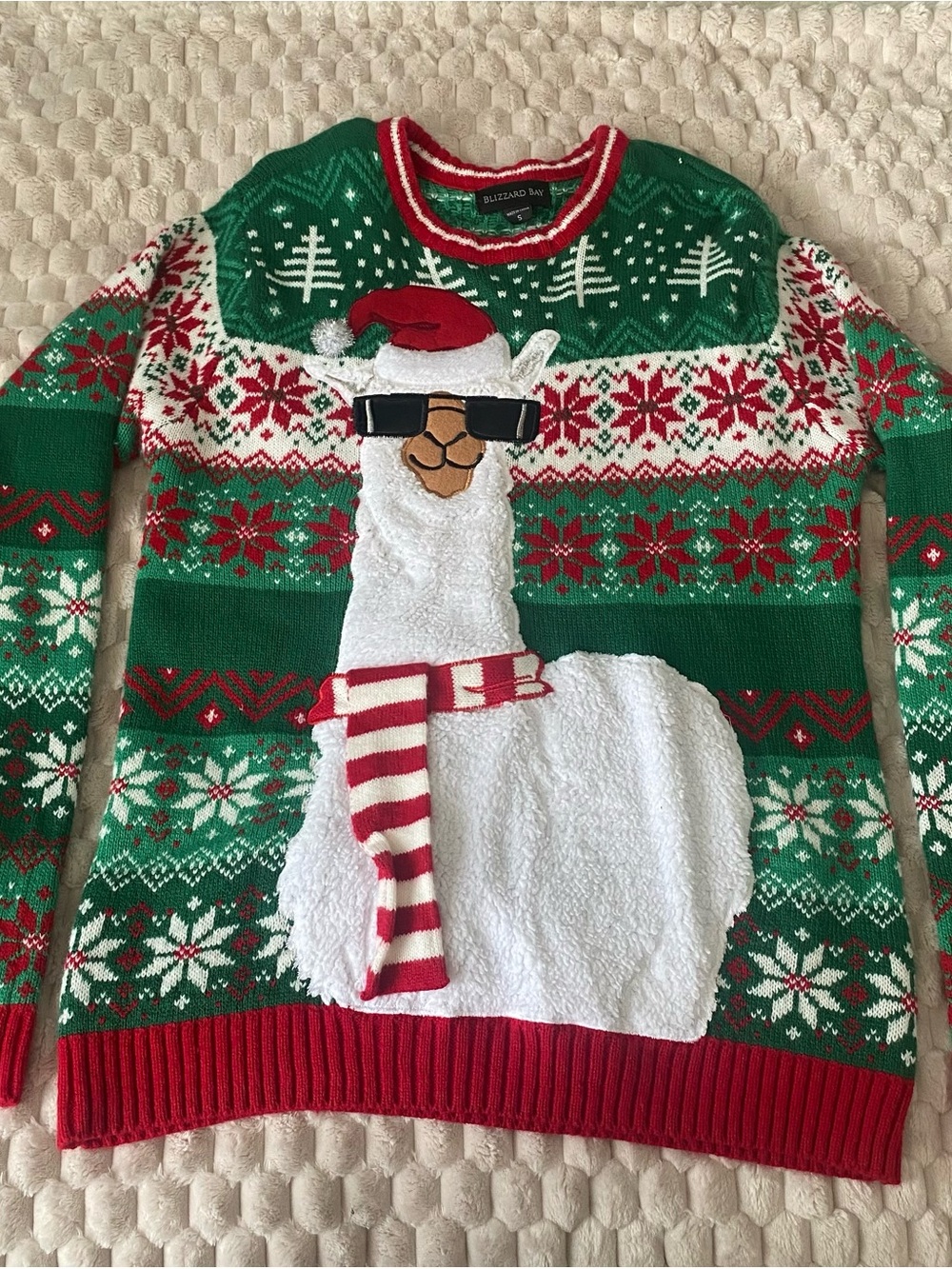 Ugly Christmas Sweater - 3D Llama with Santa Hat
